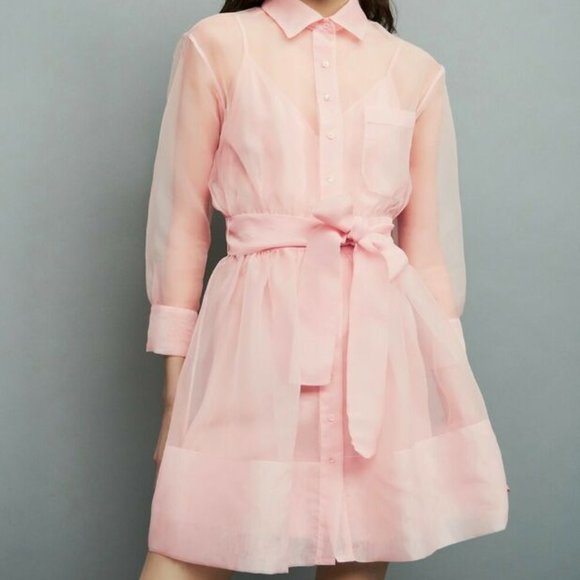 MAJE (NWT) Revani Organza Belted Sheer Shirt Dress - Picture 5 of 8